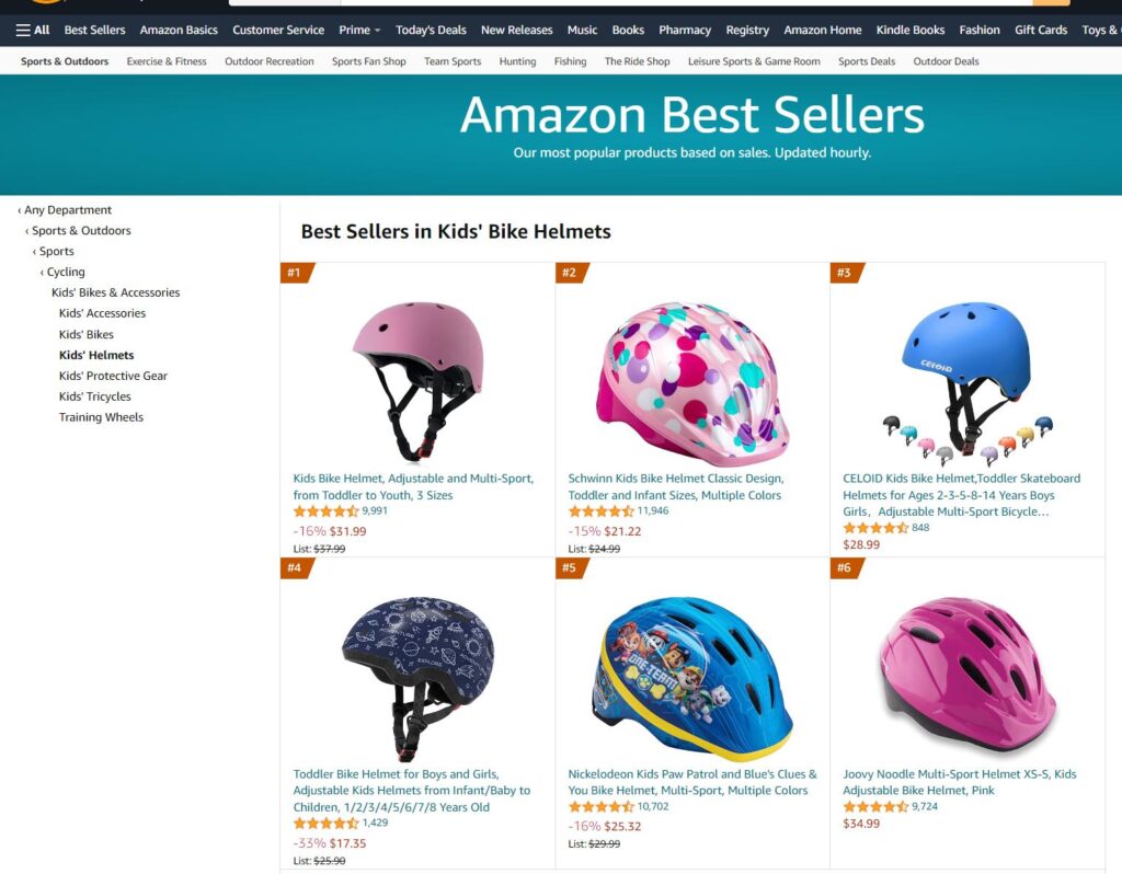 amazon best seller kids bike helmets