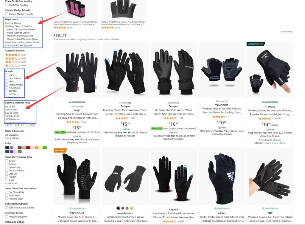 sport gloves choice